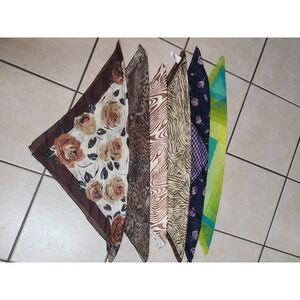 Unbranded Scarf Lot Women OS Multicolor Good 6pc Floral Animal Print Headscarves
